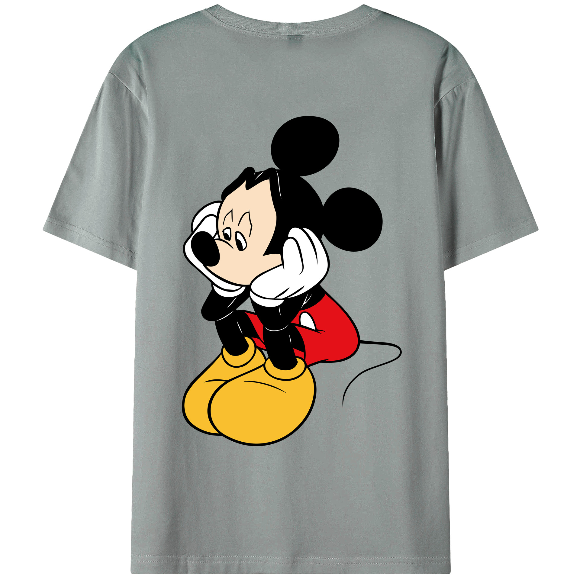 ミッキーマウス Mickey Mouse 綿100％ メンズ半袖Tシャツ（バックプリント） 通気性